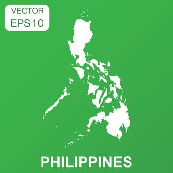 Philippines map icon. Business concept Philippines pictogram. Vector illustration on green background.