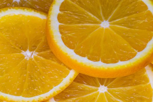 Valencia Orange Citrus Fruit Slices Abstract Close-up (Citrus x sinensis)