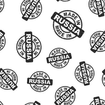 Made in Russia stamp seamless pattern background. Business flat vector illustration. Manufactured in Russia symbol pattern.