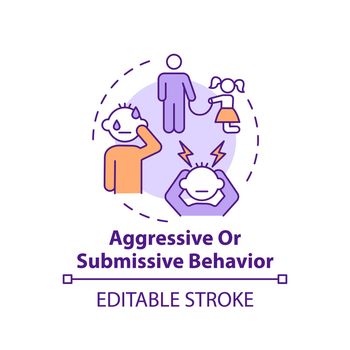 Aggressive or submissive behavior concept icon