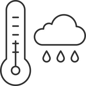 Autumn weather linear icon. Thermometer and rainy cloud. Cold and rainy season contour symbol. Weather condition thin line illustration. Vector isolated outline drawing