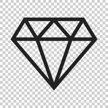 Diamond jewel gem vector icon in flat style. Diamond gemstone illustration on isolated transparent background. Jewelry brilliant concept.