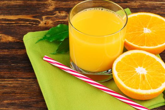 Still life of orange juice close up