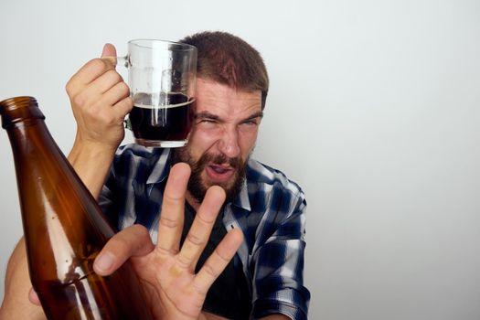 bearded man alcoholism problems emotions depression isolated background