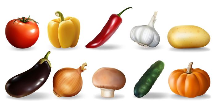 Realistic vegetables set