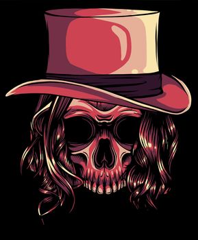 Gangster skull . Death head with hat vector