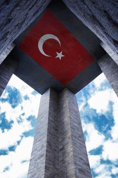 Canakkale Martyrs Memorial against to Dardanelles Strait