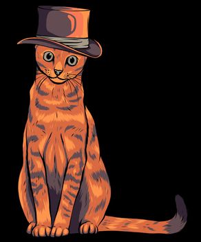 vector illustration of Cat in a hat