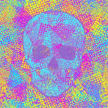 Skull on colored chaotic creative background