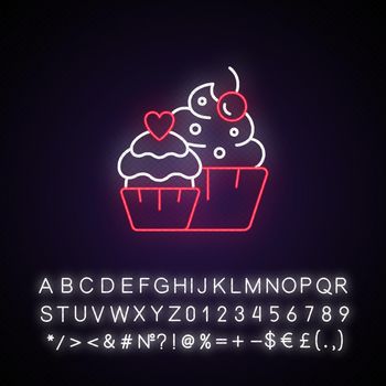 Muffins neon light icon