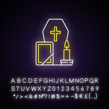 Funeral neon light icon