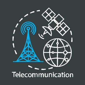 Telecommunication chalk concept icon