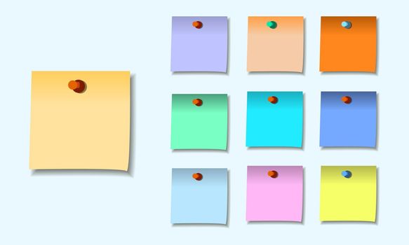 colored set of sticky notes memo.