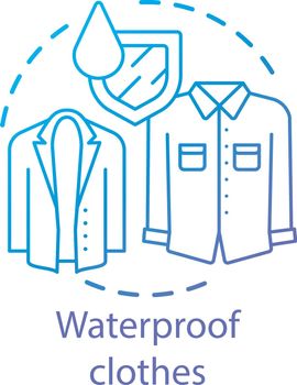 Waterproof clothes textiles concept icon