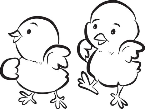 Black and White Cartoon Chicks