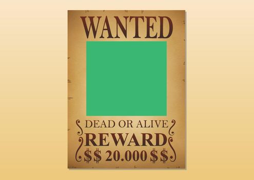 Wanted poster. Vintage wanted poster template. Mockup poster