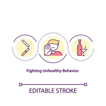 Fighting unhealthy behavior concept icon