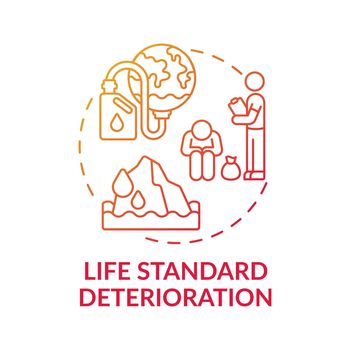 Life standard deterioration concept icon