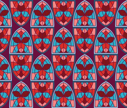Vector Seamless Pattern with Stained Glass Windows