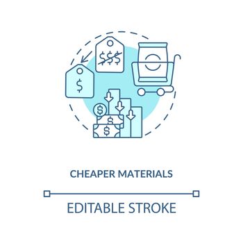 Cheaper materials concept icon