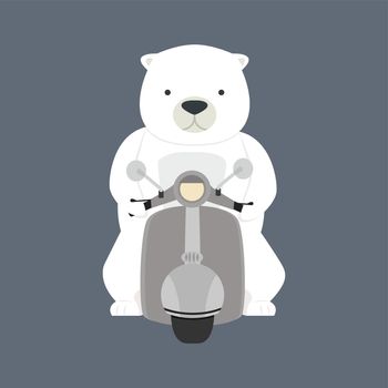 Polar bear riding  motorbike vector