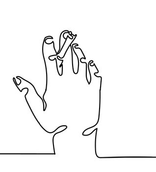one line hand with Cigarette