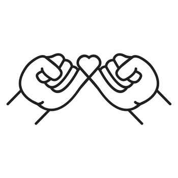 Pinky swear line promise sign vector