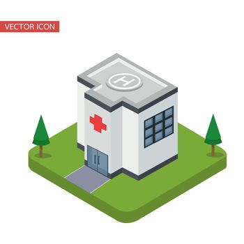 Isometric  Hospital flat style vector illustration
