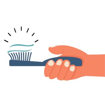 Hand with a toothbrush vector