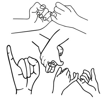 hand gesture  Promise outlines set