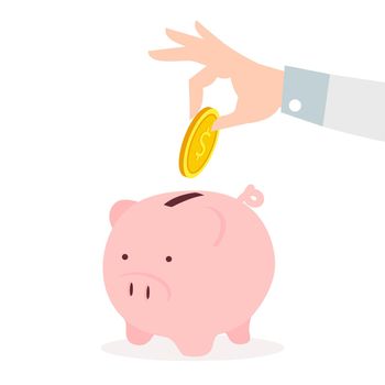 hand putting coin a Piggy bank  savings concept