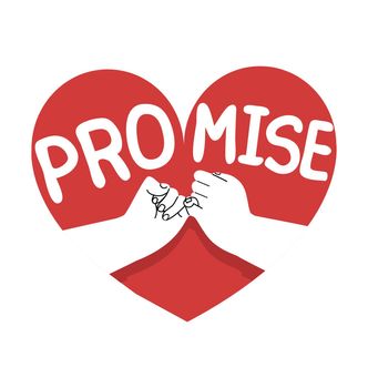 hand drawn pinky promise with heart icon concept