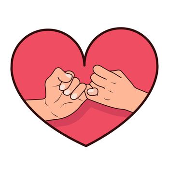 hand pinky promise with heart shape