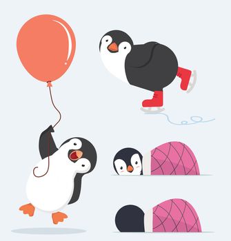 Cute penguin characters  set