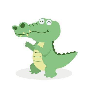 Cute crocodile cartoon on white background