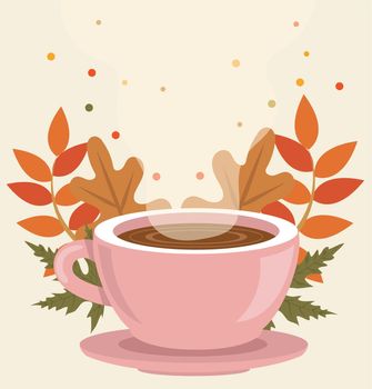Cup of Fresh Coffee with leaf vector