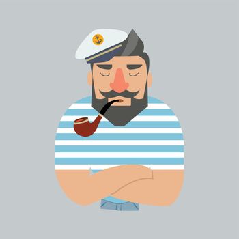 man wearing sailor hat with a pipe