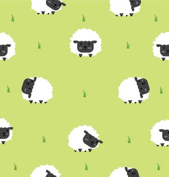 Cute black little sheeps  seamless pattern