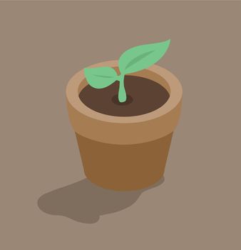 leaf Plant In pot Isometric style