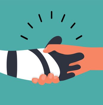 Human hand and robot handshake agreement 