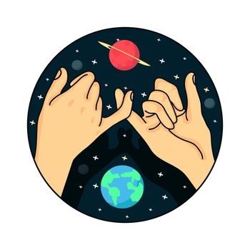 Hands Promise on space vector