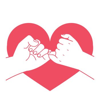 hand drawn pinky promise with heart shape concept