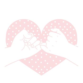 hand drawn pinky promise with heart shape dot concept