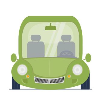 Green car front view illustration