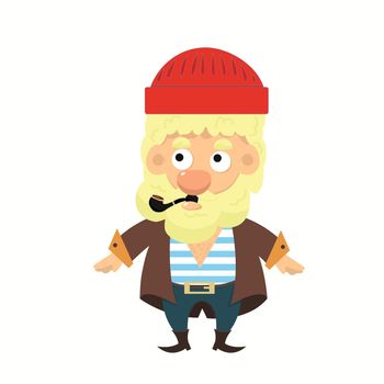 Cute sailor man character with pipe 