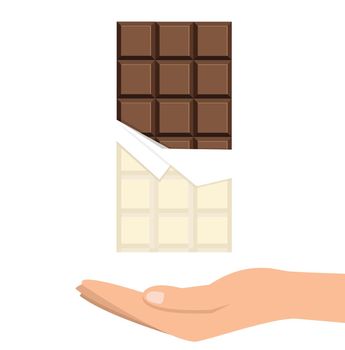 chocolate bar with hand minimal flat design