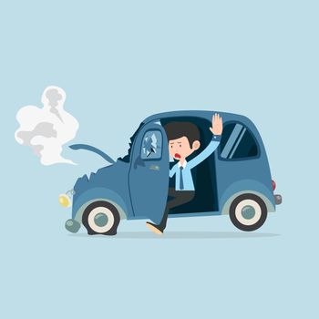 Businessman with Car accident vector