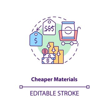 Cheaper materials concept icon