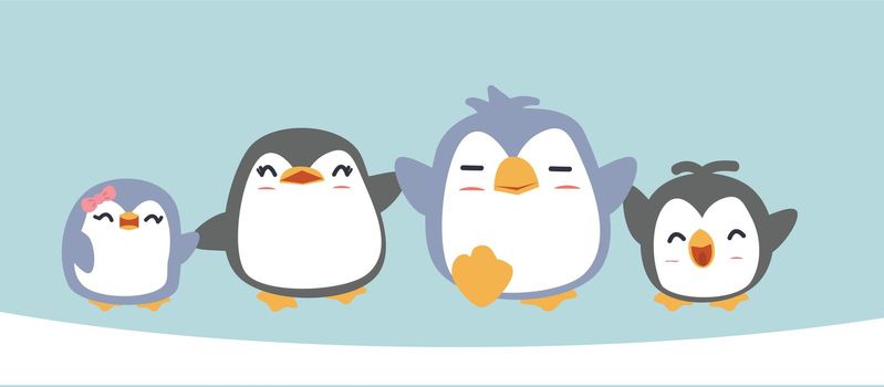 Cartoon happy penguin family vector