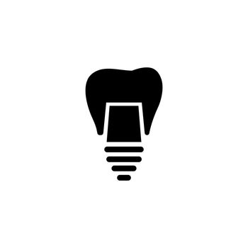 Dental Implant, Tooth Restoration Flat Vector Icon